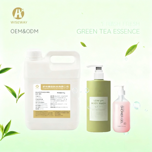 Premium Green Tea Fragrance Oil bottle for soap and candle making on a wooden background.